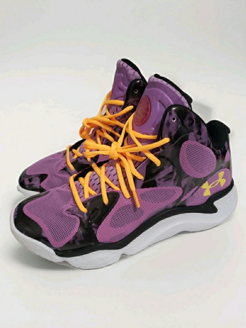 Under Armour Kids' Purple Basketball Shoes with Yellow Laces